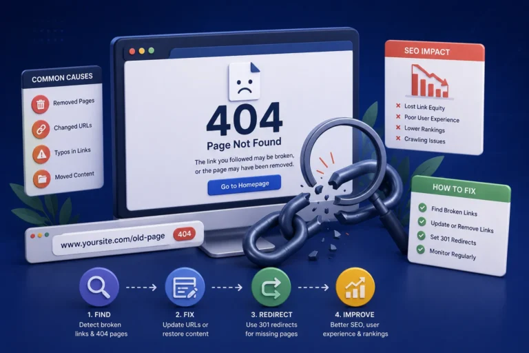 Broken links and 404 errors damaging SEO