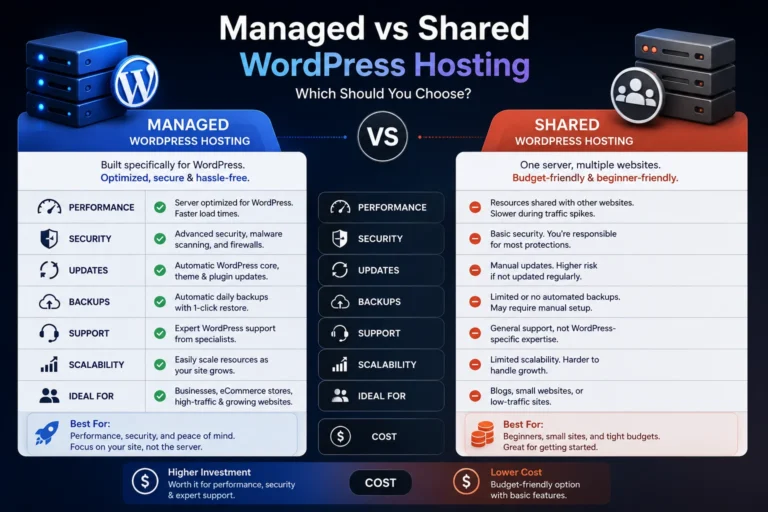 Managed WordPress hosting compared with shared hosting